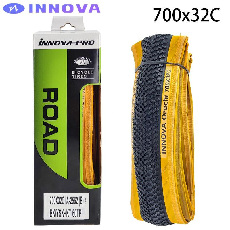 INNOVA Orochi 700x32c 32-622 กรวดจักรยานยางขอบสีเหลือง XC Off-Road MTB จักรยานพับยาง 60TPI ขี่จักรยา