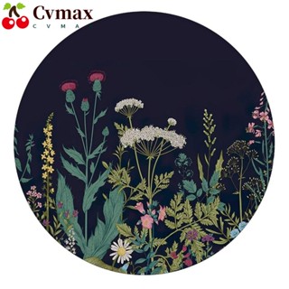 Cvmax แผ่นรองเมาส์ ทรงกลม ขนาดเล็ก 7.9x7.9 นิ้ว ลายดอกไม้ สีดํา สําหรับบ้าน สวน