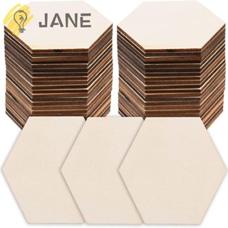 Jane แผ่นไม้ธรรมชาติ ทรงหกเหลี่ยม ขนาด 9*8*0.3 ซม. ทนทาน สําหรับงานแต่งงาน DIY