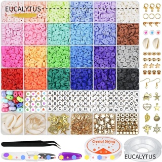 Eutus ชุดลูกปัดดินโพลิเมอร์ ทรงกลมแบน 6 มม. 24 สี สําหรับทําเครื่องประดับ สร้อยข้อมือ สร้อยคอ DIY 6000 ชิ้น