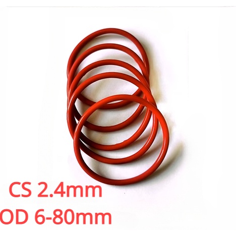 [JC] แหวนโอริงซิลิโคน เส้นผ่าศูนย์กลาง 2.4 มม. เส้นผ่าศูนย์กลางนอก 6-80 มม. สีแดง