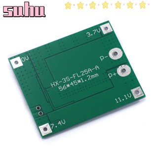 Suhuhd โมดูลป้องกันแบตเตอรี่ลิเธียม PCB สีเขียว 0-25A 3s 3 ชิ้น