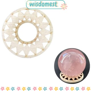 WISDOMEST ฐานไม้แกะสลักคริสตัล ทรงกลม ทนทาน สําหรับตั้งโชว์ ตกแต่ง