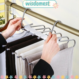 Wisdomest ไม้แขวนเสื้อ สเตนเลส ประหยัดพื้นที่ หลายชั้น 6 in 1 สําหรับตู้เสื้อผ้า ผ้าพันคอ