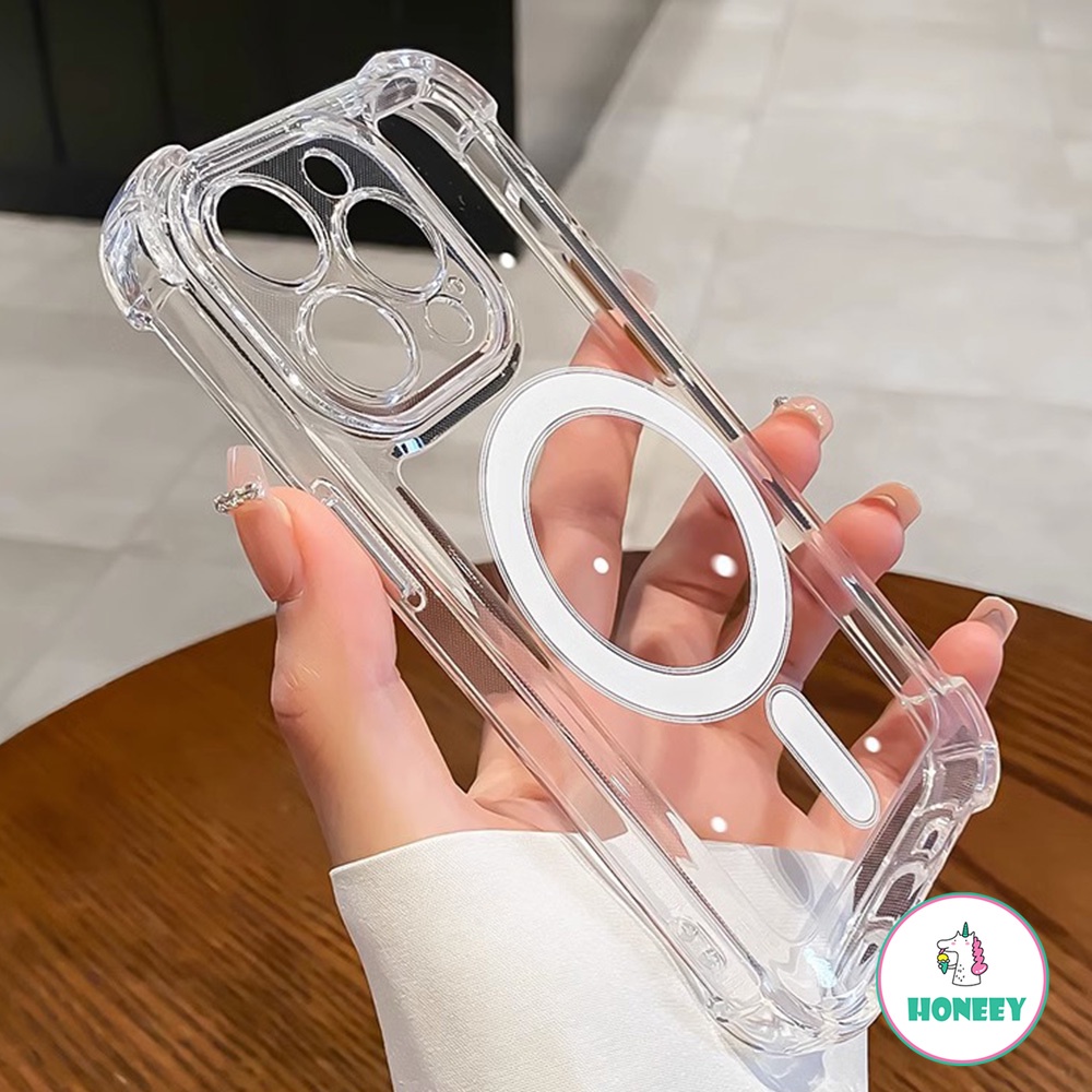 Simple โปร่งใสแม่เหล็กเคสโทรศัพท์สําหรับ iPhone 17 16 15 Pro Max 14 13 12 11 Pro Max Xr Xs 7 8Plus ไร้สายชาร์จกันกระแทก
