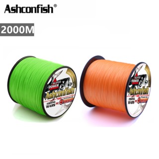 Ashconfish สายเอ็นตกปลา PE แบบถัก 2000 ม. 4 เส้น X4 สี เขียวอ่อน ส้ม