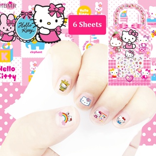 [HBMR] สติกเกอร์ติดเล็บ ลายการ์ตูนอนิเมะ Barbie Kawaii Princess KT Cat Diy 6 ชิ้น ต่อชุด