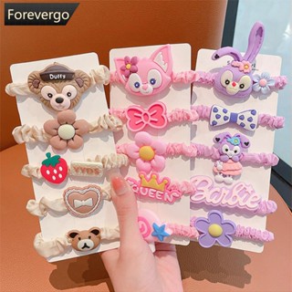 Forevergo 5 ชิ้น / เซต เด็ก น่ารัก การ์ตูน เชือกผม ชุดดอกไม้ ยืดหยุ่นสูง ทนทาน ยางรัดผม เครื่องประดับผม N7T3