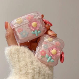 เคสหูฟังไร้สาย กันกระแทก ลายดอกไม้ 3D สีชมพู สําหรับ AirPods 1 2 3 AirPods Pro 2