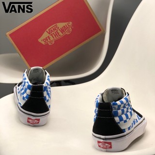 Sp2-230904 Wan33ce Sk8-mid Classic Checkerboard รองเท้ากีฬาลําลอง สีเขียว สีขาว สีฟ้า สําหรับผู้ชาย ผู้หญิง เหมาะกับฤดูร้อน ฤดูใบไม้ร่วง