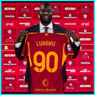 เสื้อยืดแขนสั้น พิมพ์ลายการ์ตูนฟุตบอล AS Roma Home Jersey Lukaku พลัสไซซ์ 2023-24