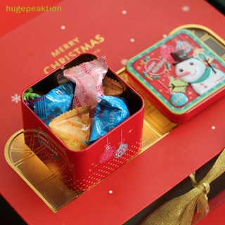 Hugepeaktion กล่องขนม เหล็ก ลายคริสต์มาส สําหรับตกแต่งบ้าน เทศกาลปีใหม่