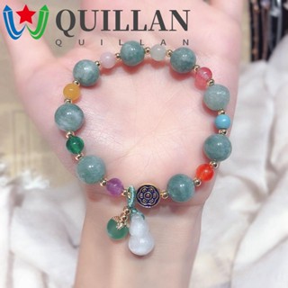 Quillan สร้อยข้อมือลูกปัด เครื่องประดับ ของขวัญบุคลิกภาพ กําไลมรกต สร้อยข้อมือโบราณ ทอมือ เชือก ชนเผ่า โซ่มือหญิง