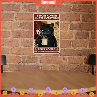 ♪Bagood♪พร้อมส่ง ป้ายโลหะดีบุก ลายแมวกาแฟ สําหรับตกแต่งผนังบ้าน ผับ บาร์ คาเฟ่ โรงรถ *