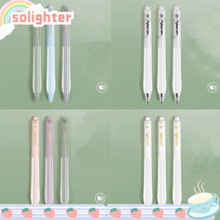 Solighter ปากกาเจล แบบกด เสียงเงียบ 0.5 มม. 5 ชิ้น ต่อชุด