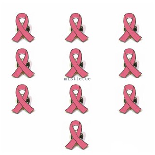 Mis เข็มกลัด โลหะผสม สีชมพู ริบบิ้น ตรามะเร็งเต้านม แฟชั่นสําหรับผู้หญิง 10 ชิ้น