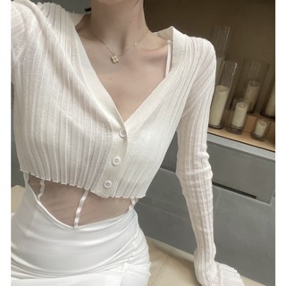 Ninastudio j * s เสื้อคาร์ดิแกน กันแดด ตัวสั้น แฟชั่นฤดูร้อน สําหรับผู้หญิง GAW1