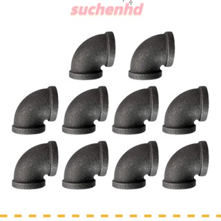 Suchenhd ข้อต่อท่อเหล็ก สไตล์วินเทจ 1/2 นิ้ว 15 องศา สีดํา 10 ชิ้น