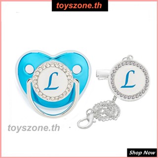 New 26 Letter Blue Baby Dot Diamond Pacifier Baby Letter Brilliant Comfort จุกนม (toyszone.th)