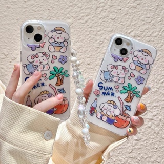 เคสโทรศัพท์มือถือแบบแข็ง ลายต้นมะพร้าว สุนัข สําหรับ iPhone 11 12 12Pro 12ProMax 13 13Pro 13ProMax 14 14Pro 14ProMax