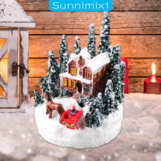 [Sunnimix1] ฟิกเกอร์เรซิ่น รูปบ้านซานตาคลอส ขนาดเล็ก สําหรับตกแต่งบ้าน คริสต์มาส