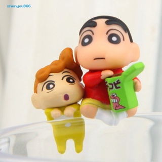 Syc- ฟิกเกอร์ PVC รูปการ์ตูนชินจังจําลอง 7 ชิ้น ต่อชุด สําหรับตกแต่งขอบแก้ว