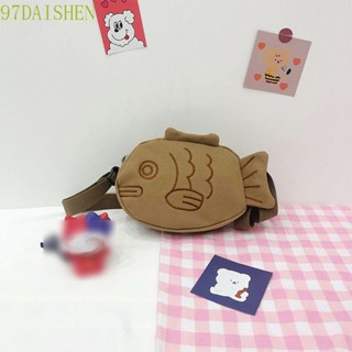 Daishen1 Taiyaki กระเป๋าสะพายไหล่ ผ้าแคนวาส ลายการ์ตูน ความจุขนาดใหญ่ อเนกประสงค์ สําหรับนักเรียน