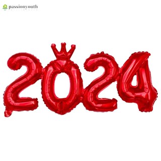 ลูกโป่งฟิล์มอลูมิเนียม รูปตัวเลข 2024 และตัวเลข 2024 พร็อพสําหรับตกแต่งปาร์ตี้ วันเรียนจบ ปีใหม่ 1 ชุด