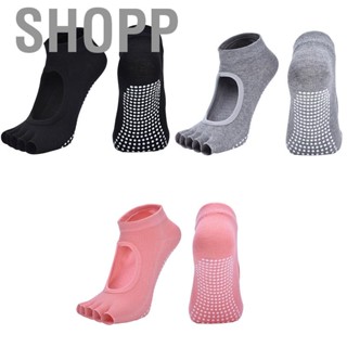 Shopp Yoga Socks Half Toes Breathable Open Instep Non Slip Soft Skin Friendly Combed Cotton Barre Pilates