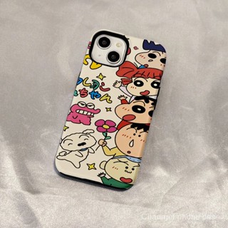 เคสฟิล์มทูอินวันเคสแข็งการ์ตูนญี่ปุ่นและเกาหลีเครยอนชินจังเข้ากันได้กับ iphone15promax เคสมือถือทูอินวัน13น่ารัก12กันกระแทก11รูใหญ่14 rd7r