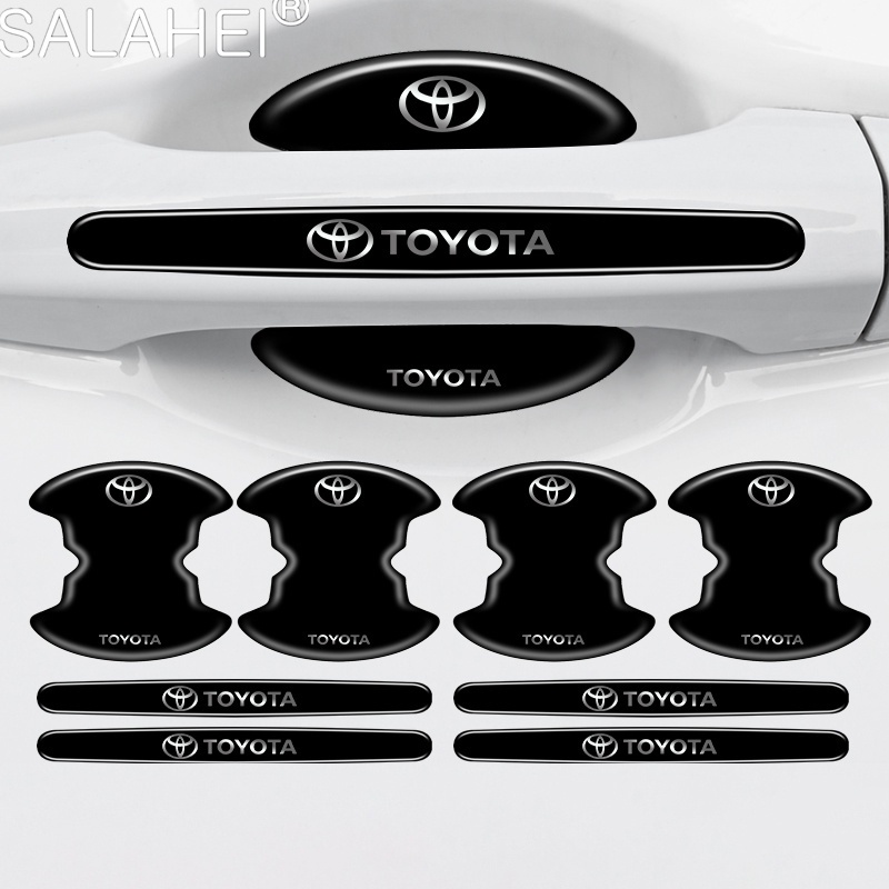 8pcs รถประตู Handle ชาม Scratch สติกเกอร์ป้องกัน Toyota Prius Corolla Rav4 Yaris Verso Camry Hilux Auris อุปกรณ์เสริม