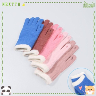 Nextth ถุงมือผ้าถัก กันลม ให้ความอบอุ่น สีแคนดี้ แฟชั่นฤดูหนาว สําหรับผู้หญิง