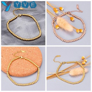 Yve สร้อยข้อมือ กําไลข้อมือ ชุบทอง 18k จี้ลูกบอลนําโชค สีโรสโกลด์ เครื่องประดับ