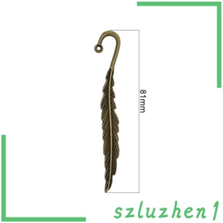 [Szluzhen1] ที่คั่นหนังสือ รูปขนนก สไตล์วินเทจ พร้อมตะขอ 81 มม. สีบรอนซ์ 10 ชิ้น