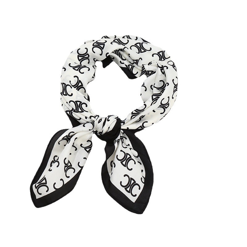 ผ้าพันคอ ผ้าไหม ทรงสี่เหลี่ยม ขนาดเล็ก 70 ซม. หรูหรา เข้ากับทุกการแต่งกาย สไตล์ฝรั่งเศส แฟชั่นเรโทร สําหรับผู้หญิง - รูปที่ 4