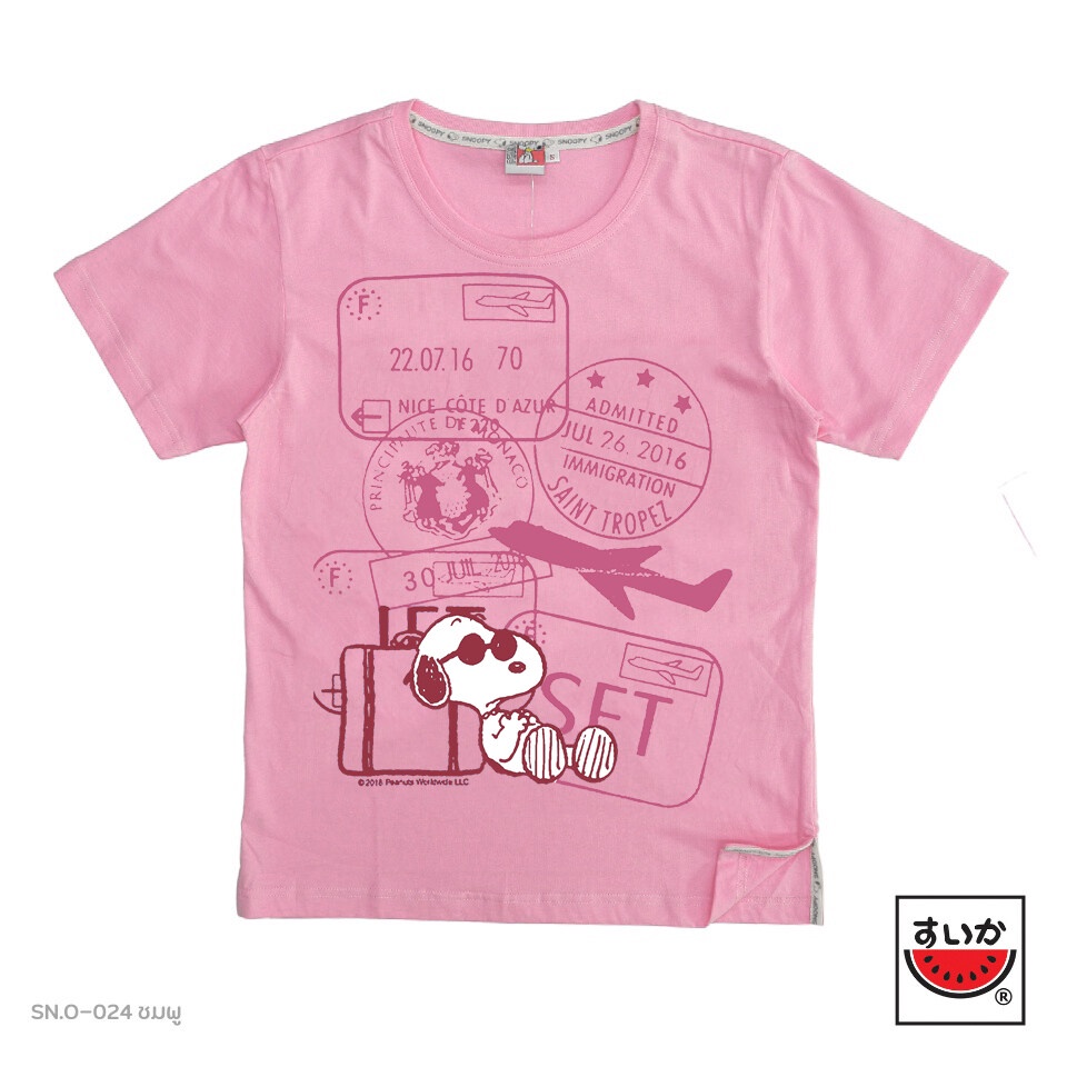 SUIKA (แตงโม) - เสื้อแตงโม เสื้อยือคอกลม SNOOPY ลายเดินทาง (SN.O-024)