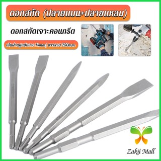 ZM. ดอกสกัดปากแบน ดอกสกัดปากแหลม​ ดอกแย็กปูน ดอกสกัดคอนกรีต  วัสดุเหล็ก 14*250mm Electric chisel head