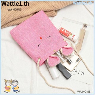 Wttle กระเป๋าใส่เหรียญ ผ้าแคนวาส ลายกระต่ายน่ารัก