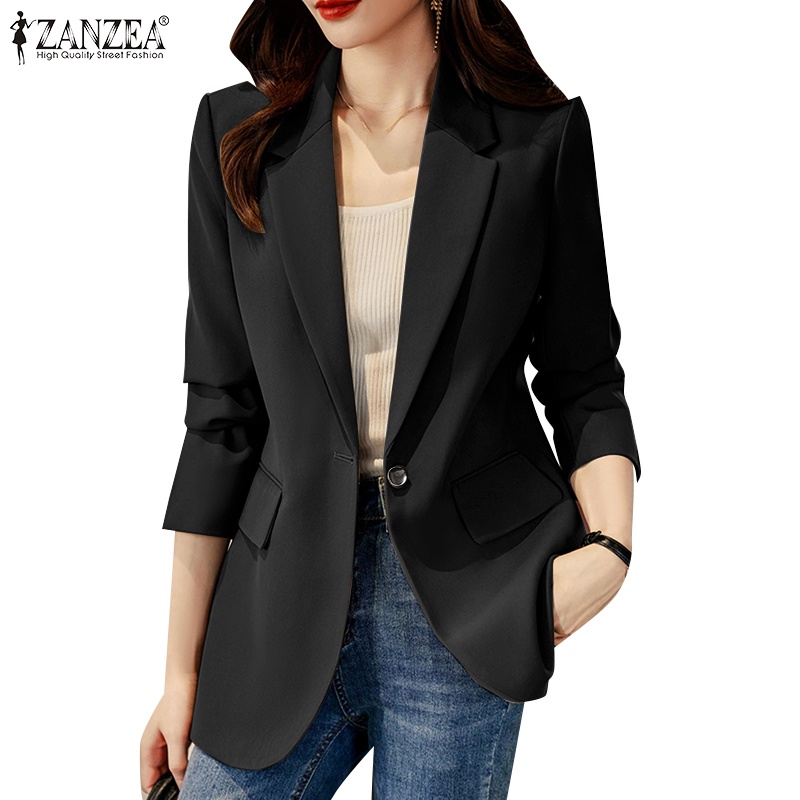 Zanzea เสื้อเบลเซอร์ แขนยาว คอปก สไตล์เกาหลี สําหรับผู้หญิง