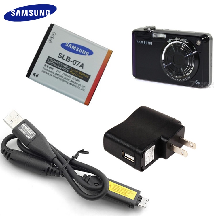 สายเคเบิลข้อมูลกล้อง และแบตเตอรี่ และที่ชาร์จ SLB-07A สําหรับ Samsung ST45 ST50 ST500 ST600 PL150