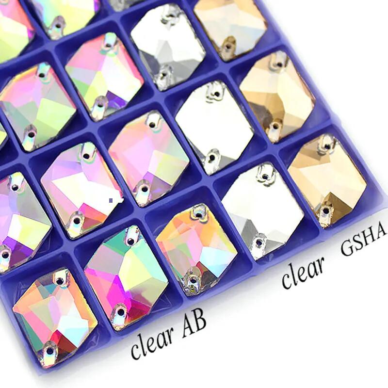 Crystal AB หินแก้วคริสตัล AB ทรงลูกแพร์ ขนาด 11x14 มม. 13x17 มม. 16x21 มม. สําหรับเย็บผ้า