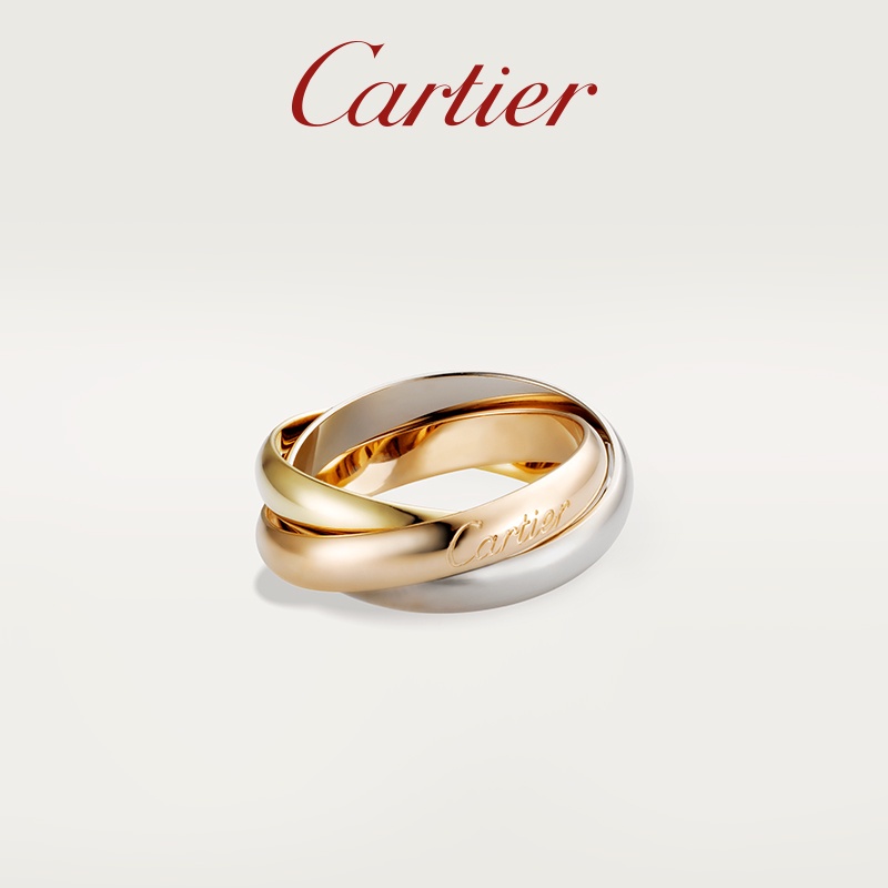 [พร้อมบรรจุภัณฑ์] Cartier Cartier Trinity Series แหวนแพลตตินัม สีโรสโกลด์ คลาสสิก ของขวัญคู่รัก