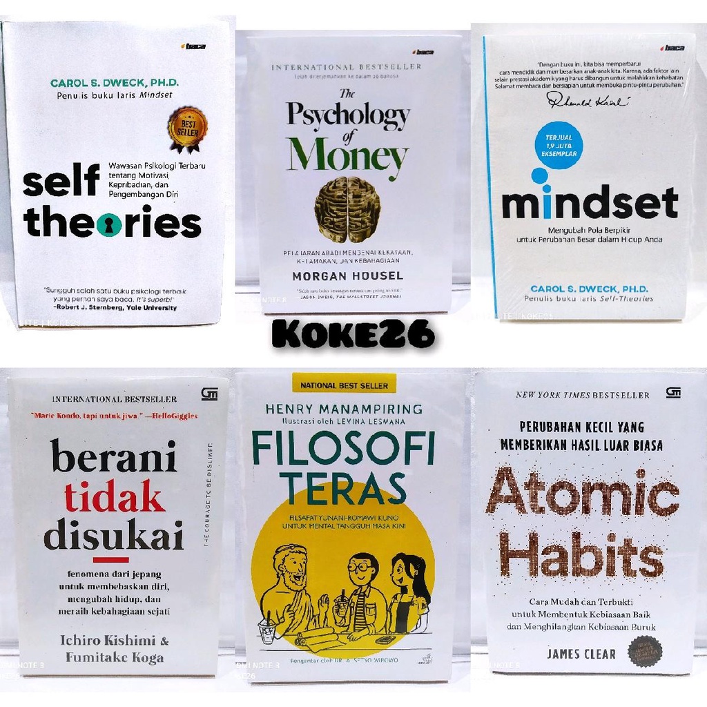 หนังสือแรงบันดาลใจ 6 เล่ม เรื่อง PSYCHOLOGY OF MONEY+Dare Not Like+SELF THEORIES+MINDSET+ATOMIC HABITS+Terrace Philosophy