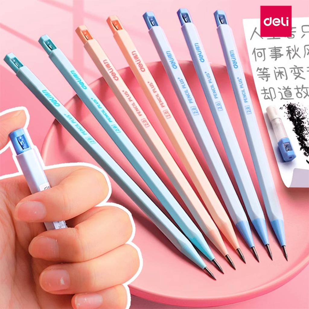 Deli 58800 ดินสอกด แบบอัตโนมัติ 2.0 มม. พร้อมกบเหลาดินสอ เครื่องเขียนนักเรียน WJ448