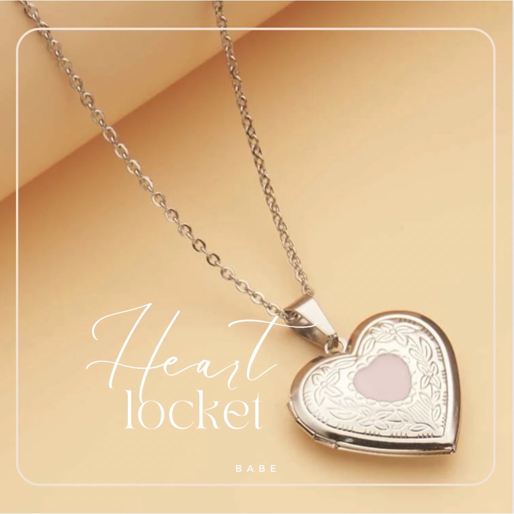 สร้อยล็อกเก็ท pink heart locket  เปิดได้ สร้อยสเเตนเลส S53