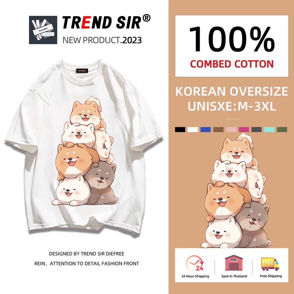 TrendSir สินค้าใหม่เป็นที่นี่เสื้อยืดขนาดบวกไม่ง่ายที่จะริ้วรอยและหดตัวเวอร์ชั่นเกาหลีเสื้อเสื้อยืด7สีม-3เอ็กแอล
