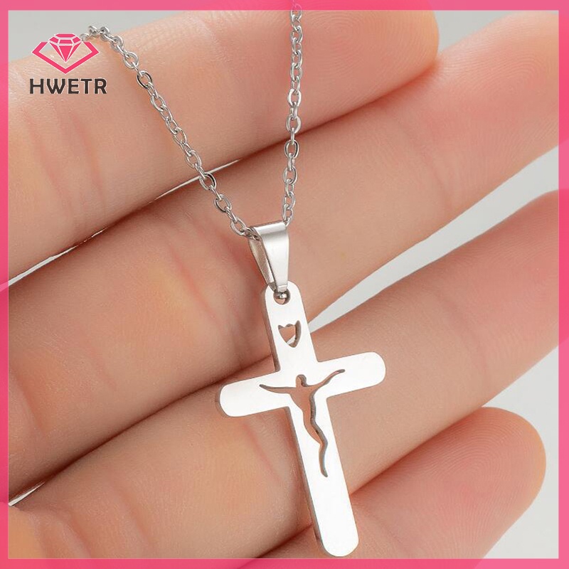 Hwetr สร้อยคอโซ่ จี้ไม้กางเขน ประดับเพทาย คุณภาพสูง หลายชั้น เครื่องประดับ สําหรับงานเลี้ยงวันเกิด