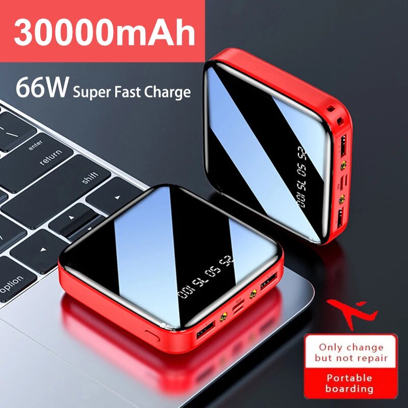 Mini Power Bank 30000mAh Portable Super Fast Charger External Battery Pack For Xiaomi  Samsung Powerbank Digital Display