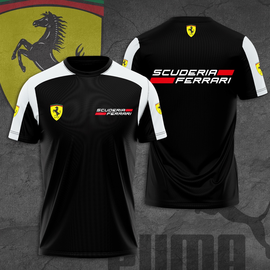 พร้อมส่ง เสื้อยืดแขนสั้นลําลอง ลาย Ferrari Racing Suit AOP 3D แบบแห้งเร็ว สําหรับขี่รถจักรยานยนต์ 2024