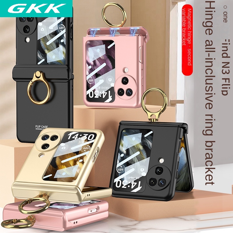 Magnetic Flip 360 Full Casing สําหรับ OPPO Find N3/N2 Flip Ring PC พร้อมแก้ว N3Flip Screen Guard เคสโทรศัพท์